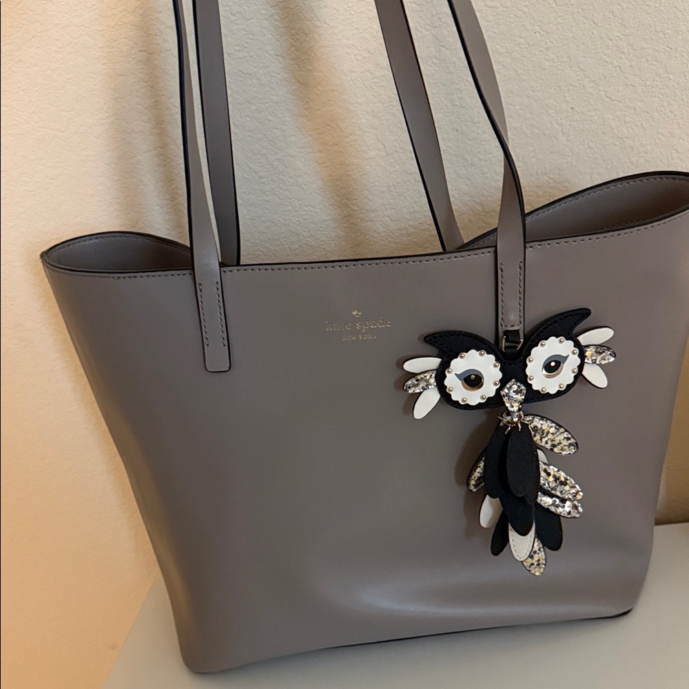 Kate Spade Charcoal Tote with Owl Accent